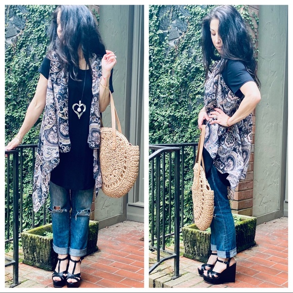 ✨LAST ONE✨Floral print open waterfall vest - Picture 7 of 11